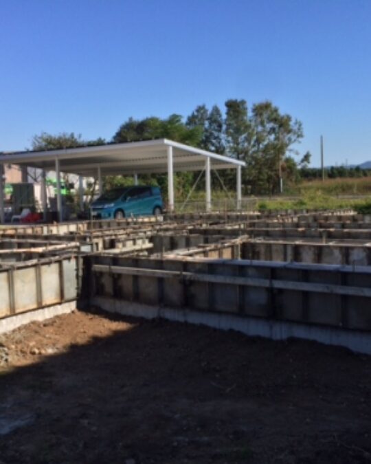 T邸、基礎工事、生コン打設完了！